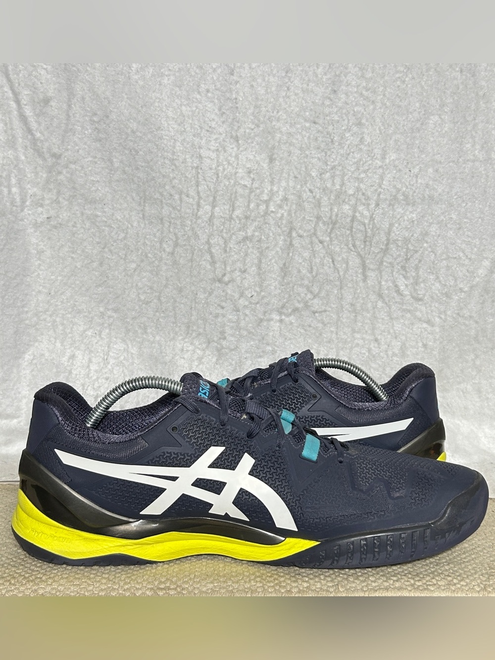 Asics Mens Blue/Yellow GEL-Resolution 8 Tennis Athletic Sneakers Shoes SZ 12 - Picture 6 of 11